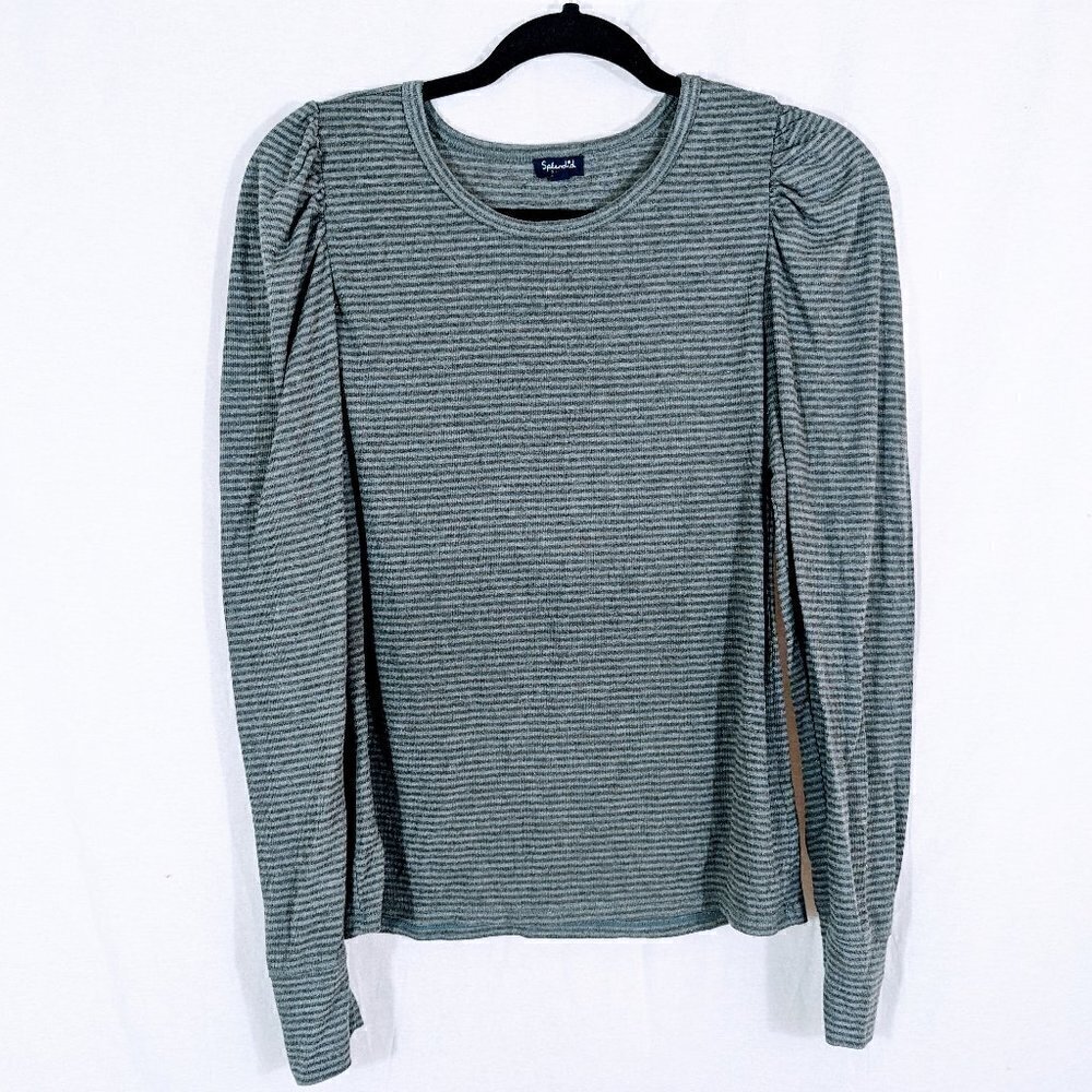 Splendid Grey Glittery Striped Stretch Top Size XL